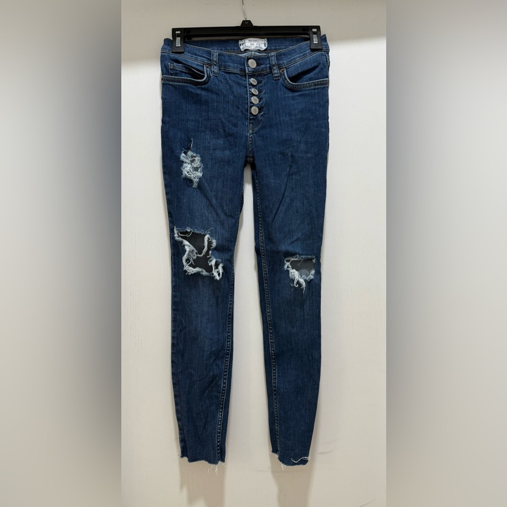 Women's Blue Distressed Jeans